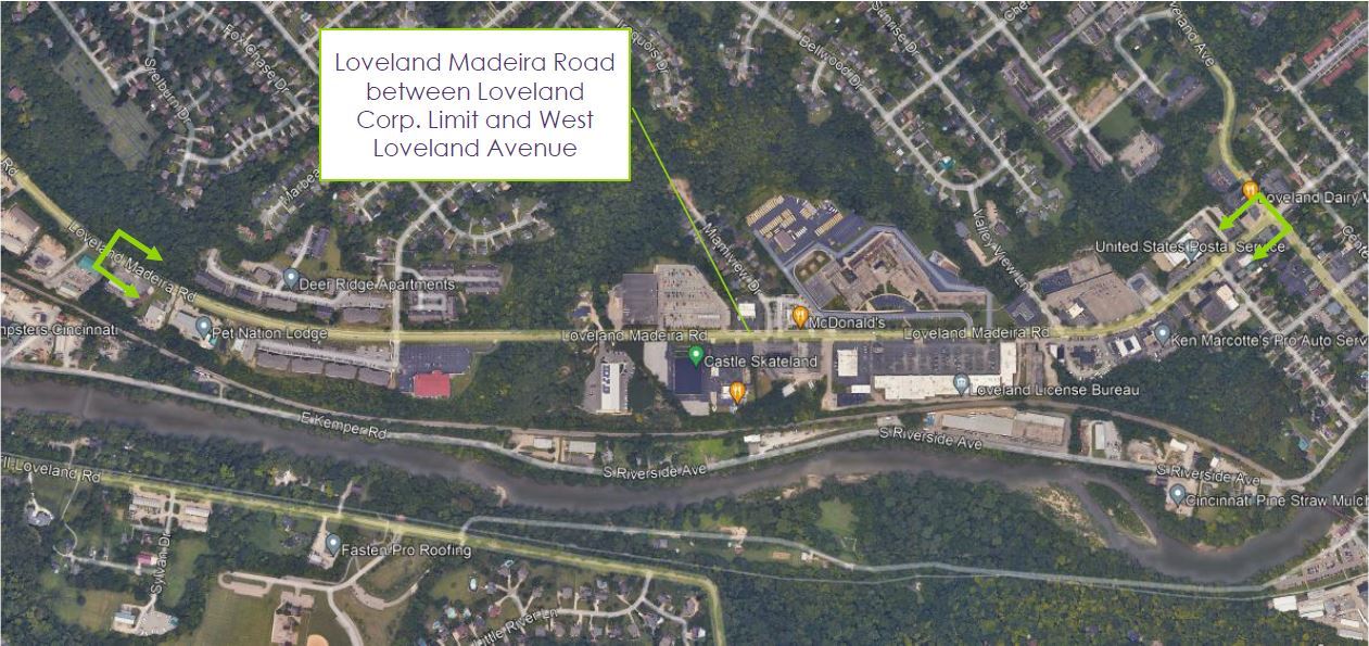Map of Loveland Madeira Road Business Corridor