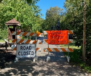 Road Closed Sign at Bridge
