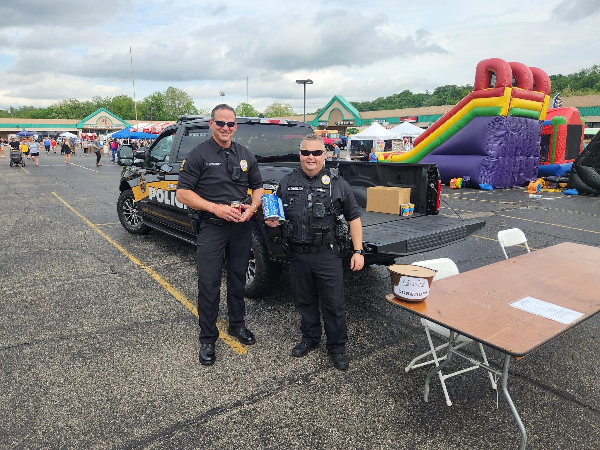 Officers collecting food donations